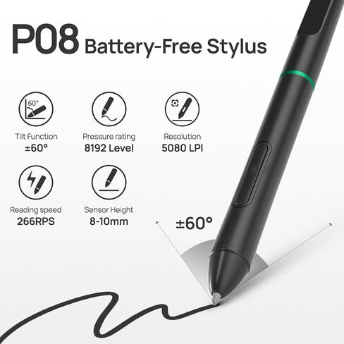 Parblo Drawing Tablet N10B,10x6inch Graphics Drawing Tablet with Battery-Free Pen P08,6 Customizable Express Keys,Compatible with Windows,Mac,Android,Chromebook in Saudi Arabia