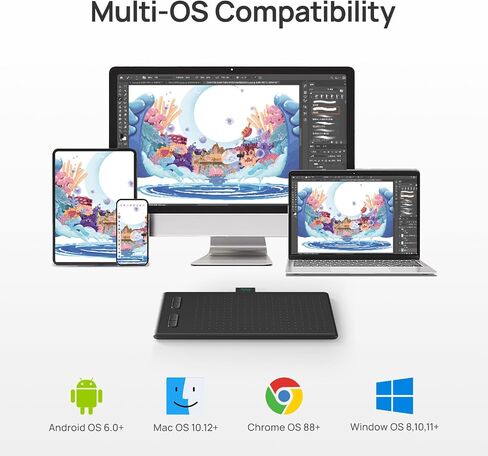 Parblo Drawing Tablet N10B,10x6inch Graphics Drawing Tablet with Battery-Free Pen P08,6 Customizable Express Keys,Compatible with Windows,Mac,Android,Chromebook in Saudi Arabia