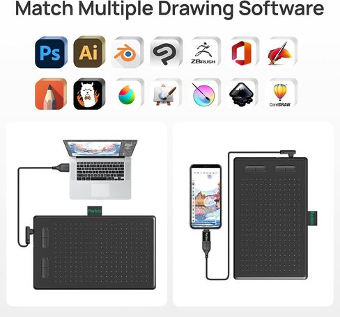 Parblo Drawing Tablet N10B,10x6inch Graphics Drawing Tablet with Battery-Free Pen P08,6 Customizable Express Keys,Compatible with Windows,Mac,Android,Chromebook in Saudi Arabia