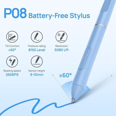 Parblo Drawing Tablet N10B,10x6inch Graphics Drawing Tablet with Battery-Free Pen P08,6 Customizable Express Keys,Compatible with Windows,Mac,Android,Chromebook in Saudi Arabia