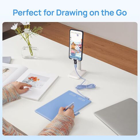 Parblo Drawing Tablet N10B,10x6inch Graphics Drawing Tablet with Battery-Free Pen P08,6 Customizable Express Keys,Compatible with Windows,Mac,Android,Chromebook in Saudi Arabia