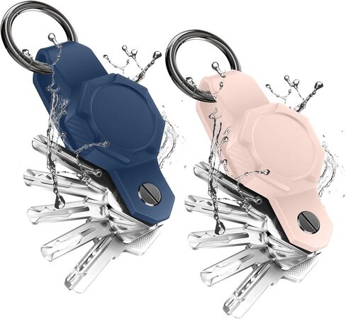 Waterproof Key Organizer for Airtag,Key Holder for Airtag,Compact Silicone Keychain for Apple AirTag- Includes Keyring to Attach Car Key Fob (Pink,Blue) in Kuwait