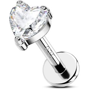 OUFER Heart Cubic Zicon Helix Earrings made of 925 Sterling Silver, 16g Flat Back Tragus Earrings with Internally Threaded Top, Shiny Nose Stud Piercing Jewelry for Women on Party in Kuwait