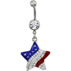 USA American Flag Star Patriotic 4th of July Independence Day Belly Button Navel Ring in Saudi Arabia
