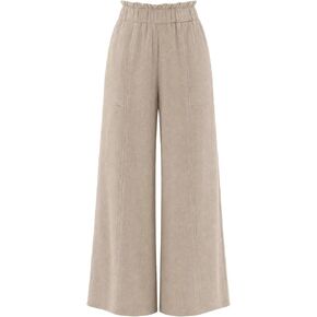 Women Linen Pants Casual Wide Leg Cotton Loose Pants Flowy High Waist with Pockets Palazzo Trousers Beach in Saudi Arabia