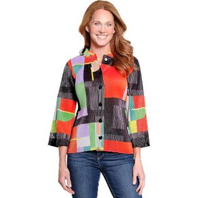 Ali Miles Women's Knit Printed Pop-over Tunic Round Neck Three Quarters Sleeves in Kuwait