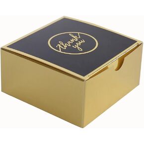 Balsa Circle 25 Gold Black 4x4 in Gift Boxes Thank You Print Favor Holders Wedding Party Events Reception Home Decorations Supplies in Saudi Arabia