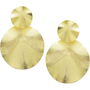 Sheila Fajl Isola Double Dangle Organic Wavy Circular Earrings in 18k Brushed Gold Plated in Saudi Arabia