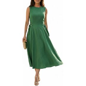 CHICME Women's Cocktail Dresses Formal Wedding Guest Buckle Zipper A Line Vintage Vacation Party Evening Midi Dress in Saudi Arabia