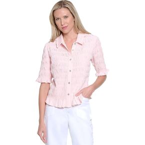 Truluxe Women's Button Front Smocked Top in Saudi Arabia