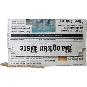 LoveWLC Newspaper Evening bag Clutch Crossbody Bag,Novelty PU Envelope Purse Adjustable Shoulder Bag for Women in Saudi Arabia