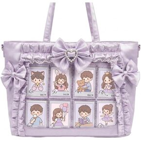 Kawaii Ita Bag Pin Display Bag - Black Lolita Ruffle Ita Bag Crossbody for Anime Pins - Cute Kawaii Purse for Girls in Saudi Arabia