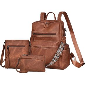 Backpack Purse for Women Pu Leather Travel Backpack Fashion Designer Shoulder Bag Ladies Convertible Handbags (Caramel Brown) in Saudi Arabia
