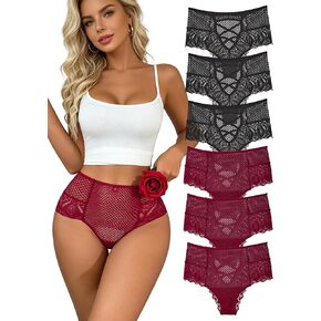Women's Lace Seamless Underwear No Show Panties High Waisted Ladies Briefs Soft Stretch Invisible Briefs 6 Pack in Saudi Arabia