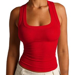 YFANG Tank Top for Women Square Ncek Crop Top Racerback Tank Top Ribbed Slim Shirts in Saudi Arabia