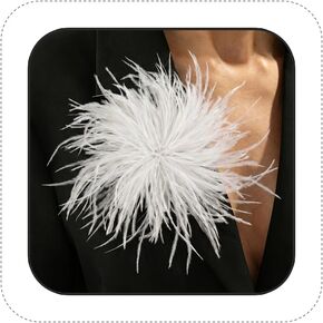 Large Feather Flower Brooch Pin for Women Men Elegant Floral Lapel Pin Corsage Hairpin for Shawl Dress Suit Ceremony Clothes Accessories for Dance Banquet Prom Wedding Party 150mm in Saudi Arabia