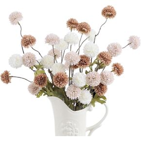 DuHouse 6pcs Artificial Flowers Faux Silk Pompon Mum,Silk Small Mini Chrysanthemum Ball with Stems for DIY Wedding Bouquets Centerpieces Vase Home Table Kitchen Decorations(Burgundy) in Saudi Arabia