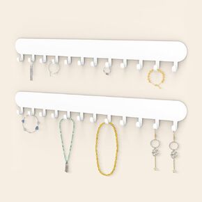 Necklace Holder - Hanging Jewelry Organizer, Self-Adhesive Wall Mounted for Necklaces, Bracelets, 2 Pack, White in Saudi Arabia
