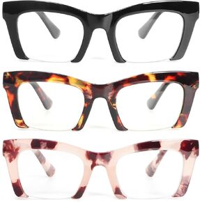 MMOWW 3 Pack Square Reading Glasses for Women, Stylish Half Frame Blue Light Blocking Computer Readers Spring Hinges in Saudi Arabia