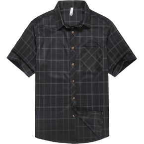 NOVOCCT Men's Short Sleeve Plaid Button Down Shirt, Stretch Wrinkle Resistant Regular Fit Casual Shirt with Pocket in Saudi Arabia