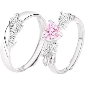 Matching Rings for Couples - Romantic Heart Design | Adjustable Engagement Wedding Band Sets for Him and Her Matching Rings Valentines Day Gifts in Saudi Arabia