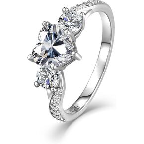 Moissanite engagement rings for her wedding promise ring white gold plated heart cut 925 sterling silver for Anniversary Valentines in Saudi Arabia