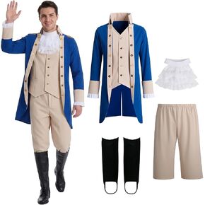 PARTYEVER Mens Colonial Costume Republican Governor Washington Cosplay Outfits Halloween Historical President Uniforms in Saudi Arabia