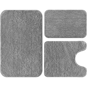 Ultra Soft Microfiber Bathroom Rug Set 3 Pieces - Non Slip Quick Dry Bath Mats for Bathroom Floor, Absorbent Shower Rugs with 20x32"/17x24"/20x24", Machine Washable Bath Rugs for Tub, Shower, Vanity in Saudi Arabia