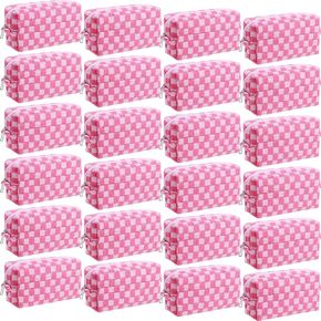 Giesiery 8 Pcs Checkered Makeup Bag Bulk Cosmetic Organizer for Women & Teens Preppy Travel Toiletry Pouch for Skincare & Brushes Bridesmaid Proposal Gifts (8, Classic Color) in Saudi Arabia