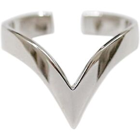Rhodium on Sterling Silver Pointy Wishbone Triangle Spike V Shape Chevron Ring in Saudi Arabia