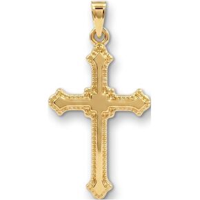Cross+Crown Premium 14K Yellow Gold Cross Pendant with Budded Edge Design, Durable Double-Bonded 14K Pendant for Necklace, Women & Mens Gold Cross for Chain, Handcrafted Religious Jewelry in the USA, Size in Saudi Arabia