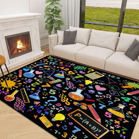Mathematics Education School Math Formulas Area Rugs for Playroom Classroom Bedroom Entryway Runner Rug Educational Learning Rugs Carpet for Boy's and Girl's Room Easy to Clean 6' x 9' in Saudi Arabia