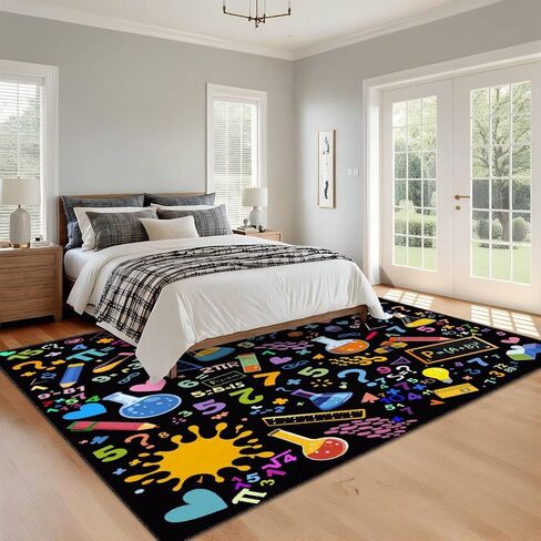 Mathematics Education School Math Formulas Area Rugs for Playroom Classroom Bedroom Entryway Runner Rug Educational Learning Rugs Carpet for Boy's and Girl's Room Easy to Clean 6' x 9' in Saudi Arabia
