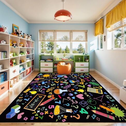 Mathematics Education School Math Formulas Area Rugs for Playroom Classroom Bedroom Entryway Runner Rug Educational Learning Rugs Carpet for Boy's and Girl's Room Easy to Clean 6' x 9' in Saudi Arabia