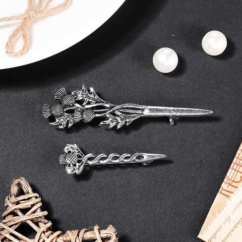 PRETYZOOM Scottish Thistle Brooch Pin Set 2Pcs Retro Lapel Pins for Men Scottish Thistle Jewelry Safety Pin Brooches for Collar Decoration in Saudi Arabia