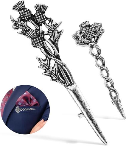 PRETYZOOM Scottish Thistle Brooch Pin Set 2Pcs Retro Lapel Pins for Men Scottish Thistle Jewelry Safety Pin Brooches for Collar Decoration in Saudi Arabia