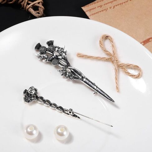 PRETYZOOM Scottish Thistle Brooch Pin Set 2Pcs Retro Lapel Pins for Men Scottish Thistle Jewelry Safety Pin Brooches for Collar Decoration in Saudi Arabia