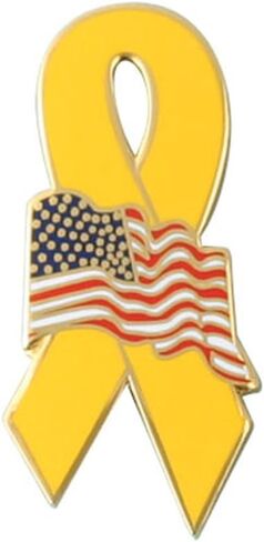 Yellow Ribbon American Flag Lapel Pin in Kuwait