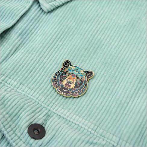 Enamel Pin - Mandala American Black Bear. Collector’s Edition, Durable & Stylish Souvenir Pin for Backpacks, Jackets, Hats, and Accessories in Kuwait