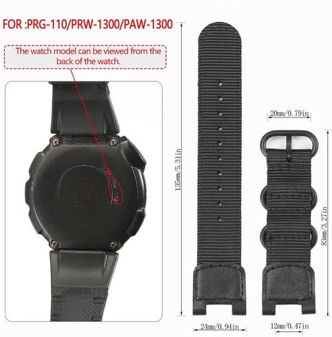 Nylon Replacement Watch Band Compatible with Casio Pro Trek PRG-110C/PRG-110Y/PRW-1300/PRW-1300Y/PAW-1300 - Durable Woven Strap for Men’s Outdoor Sports Bracelet in Saudi Arabia