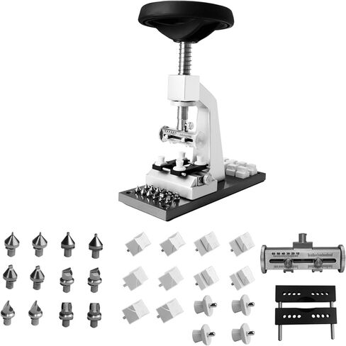 Bench Watch Case Opener，5700 Watch Caseback Opener with 6 Sets Steel Case Opener Head，6 Sets of Fixed Clockwork Molds，All Stainless Steel Base is Suitable for Watchmaker to Open and Close the Watch Back Cover in Saudi Arabia