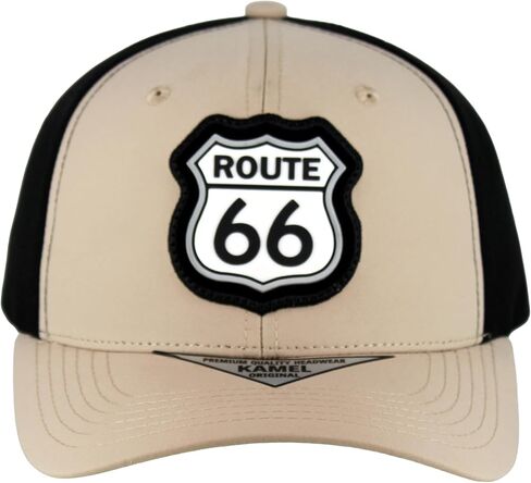 قبعة بيسبول Route 66 Shield Patch، قبعة منحنية عالية الجودة قابلة للتعديل بخطاف وحلقة مع ألواح مثقوبة in Kuwait