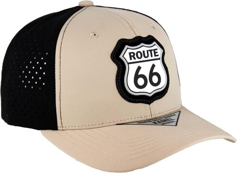 قبعة بيسبول Route 66 Shield Patch، قبعة منحنية عالية الجودة قابلة للتعديل بخطاف وحلقة مع ألواح مثقوبة in Kuwait