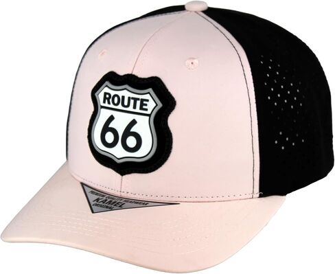 قبعة بيسبول Route 66 Shield Patch، قبعة منحنية عالية الجودة قابلة للتعديل بخطاف وحلقة مع ألواح مثقوبة in Kuwait