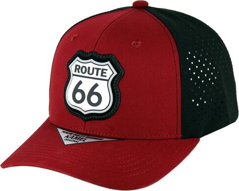 قبعة بيسبول Route 66 Shield Patch، قبعة منحنية عالية الجودة قابلة للتعديل بخطاف وحلقة مع ألواح مثقوبة in Kuwait