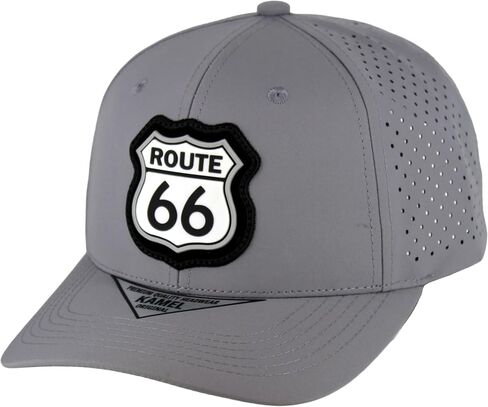 قبعة بيسبول Route 66 Shield Patch، قبعة منحنية عالية الجودة قابلة للتعديل بخطاف وحلقة مع ألواح مثقوبة in Kuwait