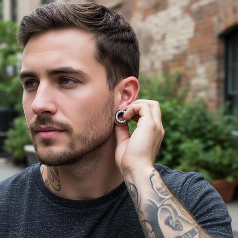 2 Pairs Black 00 Gauges for Men with Rhinestones, Stainless Steel Hollow 00g Plugs, Double Zero Gauges for Women, for Piercing Jewelry, Ear Piercing Expansion in Saudi Arabia