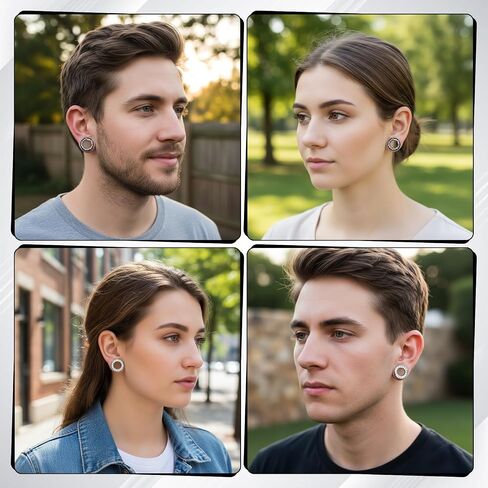 2 Pairs Black 00 Gauges for Men with Rhinestones, Stainless Steel Hollow 00g Plugs, Double Zero Gauges for Women, for Piercing Jewelry, Ear Piercing Expansion in Saudi Arabia