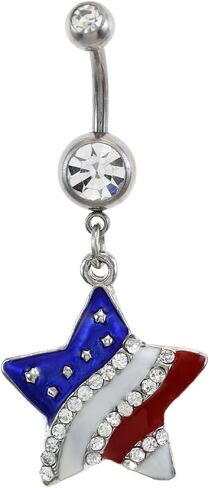 USA American Flag Star Patriotic 4th of July Independence Day Belly Button Navel Ring in Saudi Arabia