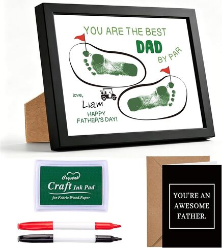 Happy Father’s Day Footprint Kit with Framed, 8x10 Inch DIY Family Keepsake Craft, Footprint Father's Day Present, Personalized Present for Dad from Daughter & Son, Family Supplies, Y02 in Saudi Arabia